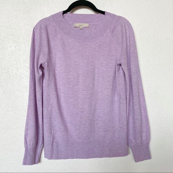 LOFT Ribbed Neck Lavender Pullover Sweater Size XS - Picture 1 of 7